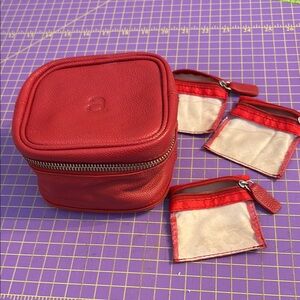 Sundance Red Leather Jewelry Case with detachable pouches
